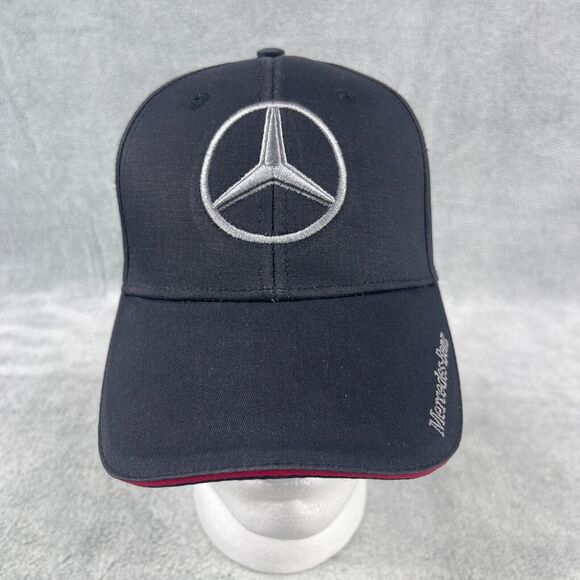 Mercedes Benz Baseball Cap Strap Back Adjustable Black Embroidered One Size - Picture 1 of 11